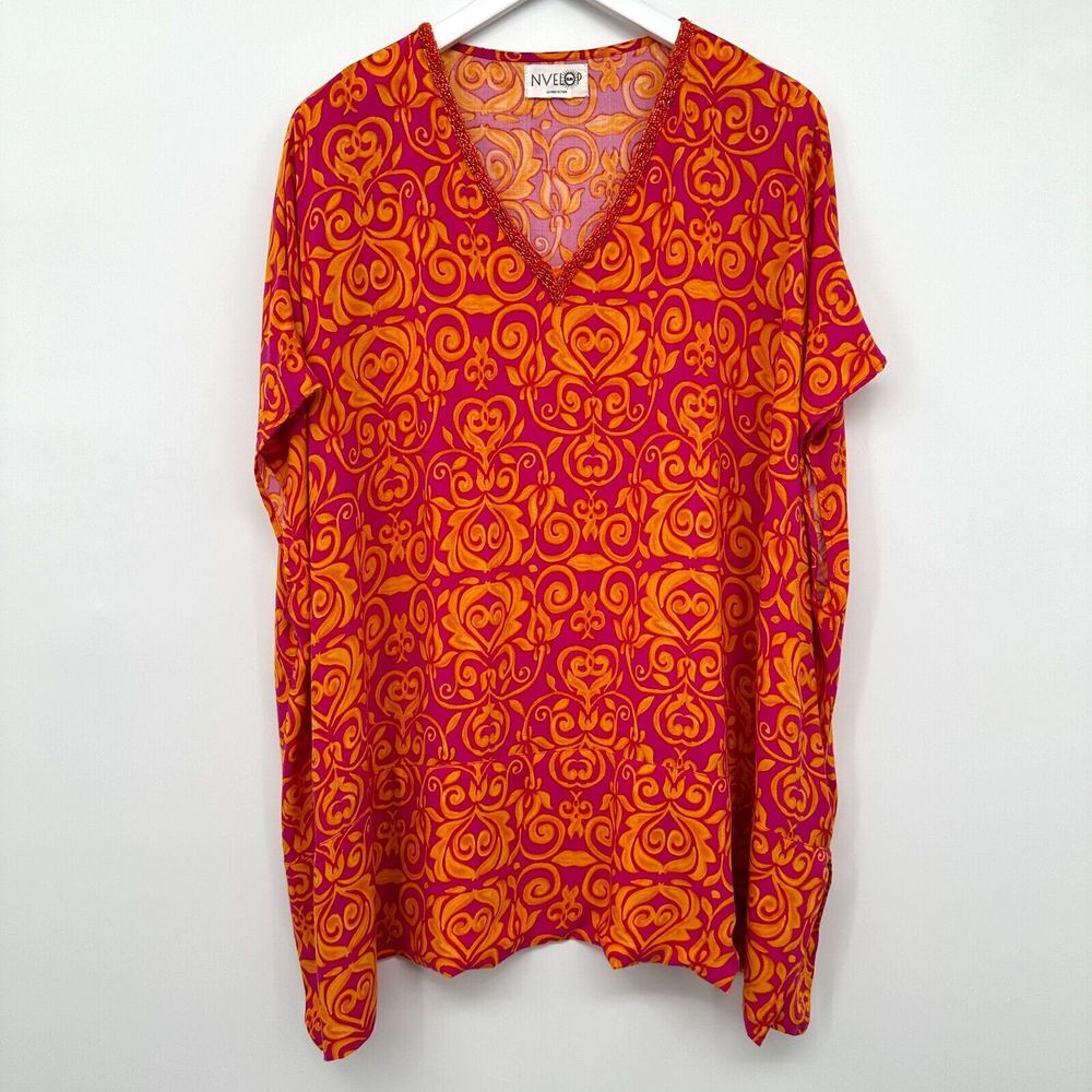 Nvelop‎ Sun Block Cover Up Top One Size 50+ UV Protection Boxy Beaded Beach Swim - Picture 12 of 12